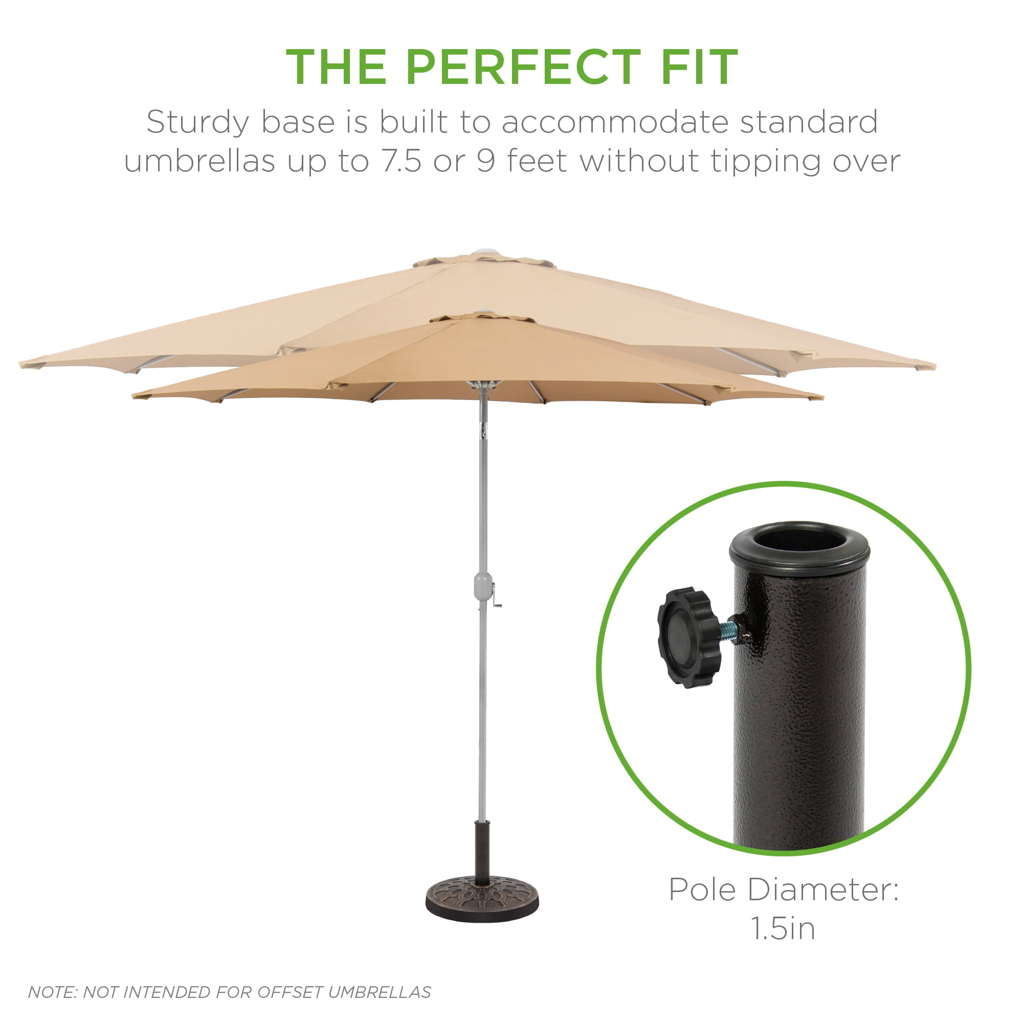 Best Choice Products 18in Round Heavy-Duty Steel Patio Umbrella Base Stand w/ Rust-Resistant Finish - Bronze