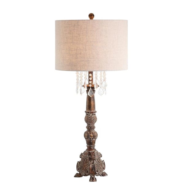 Carlisle 33.5 in. Antique Brown Resin/Acrylic LED Table Lamp
