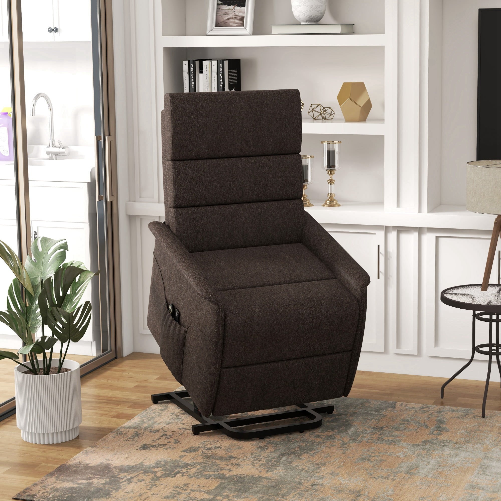 HOMCOM Power Lift Recliner Chair with Vibration Massage with Remote Control, Side Pockets, Brown