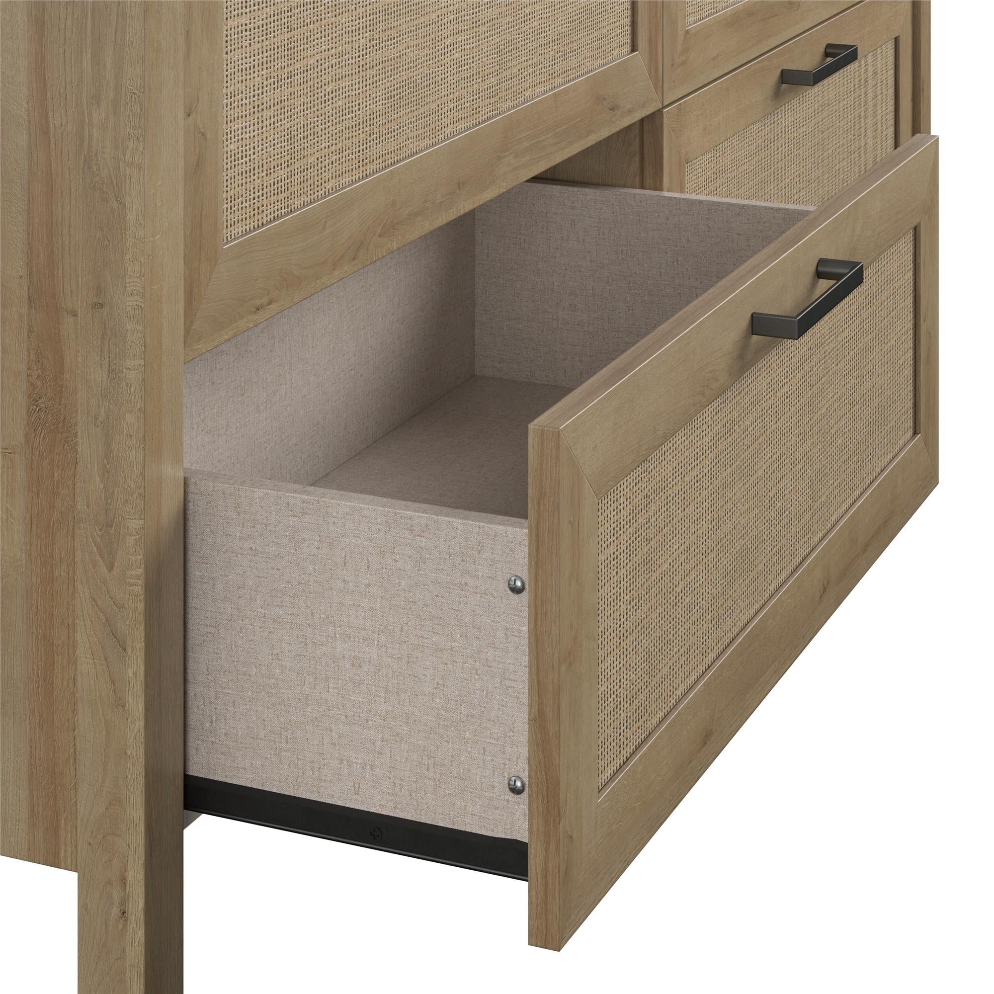 Queer Eye Wimberly 6 Drawer Dresser, Natural with Faux Rattan