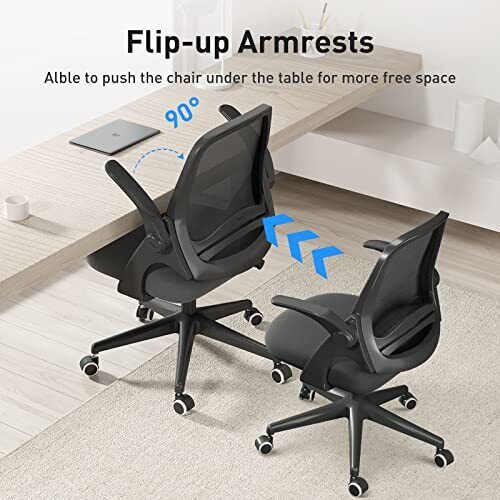 Hbada Office Chair Desk Chair with Flip Up Arm, Breathable Mesh Ergonomic Off...
