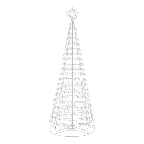 6 ft. Cool White LED Cone Tree with Star Holiday Yard Decoration