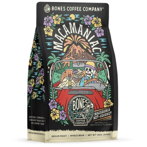 Bones Coffee Company Macamaniac Flavored Whole 12 oz Bean