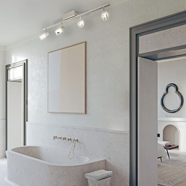 Cantil 33.19 in. Matte Nickel LED Track Lighting Kit with Clear Acrylic Shades