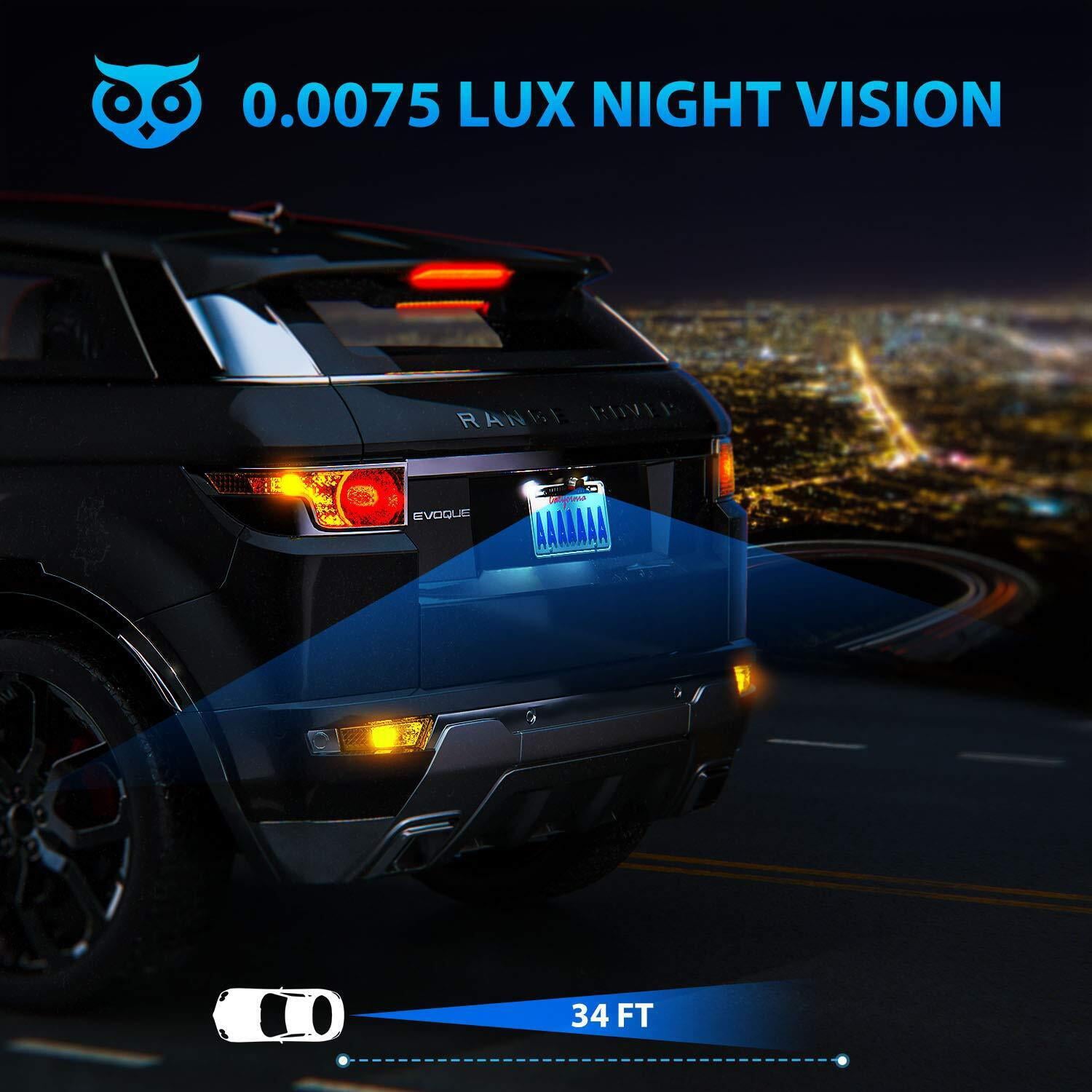 ZEROXCLUB B2 Car Backup Camera, License Plate Reverse Camera with Night Vision HD Rear View Parking Camera for Car Truck Pickup SUV Trailer 149° Wide View IP69 Waterproof