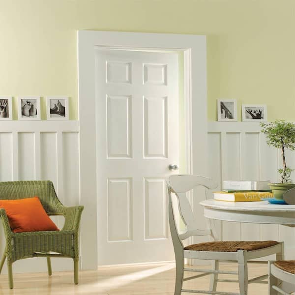 36 in. x 80 in. 6 Panel Right-Handed Solid Core Textured Primed Composite Single Prehung Interior Door