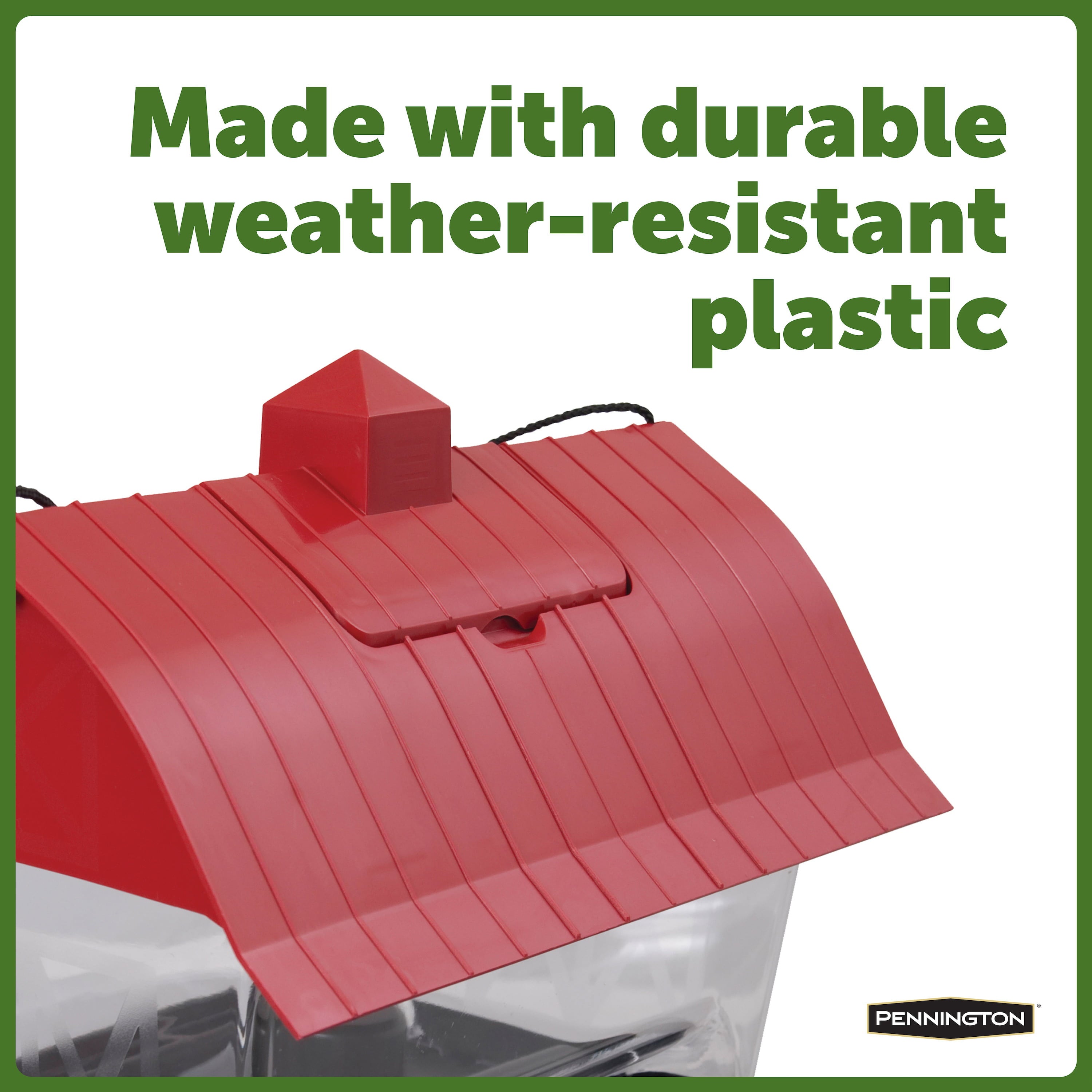 Pennington Red Resin Barn Wild Bird Feeder, 4.5 lb. Capacity