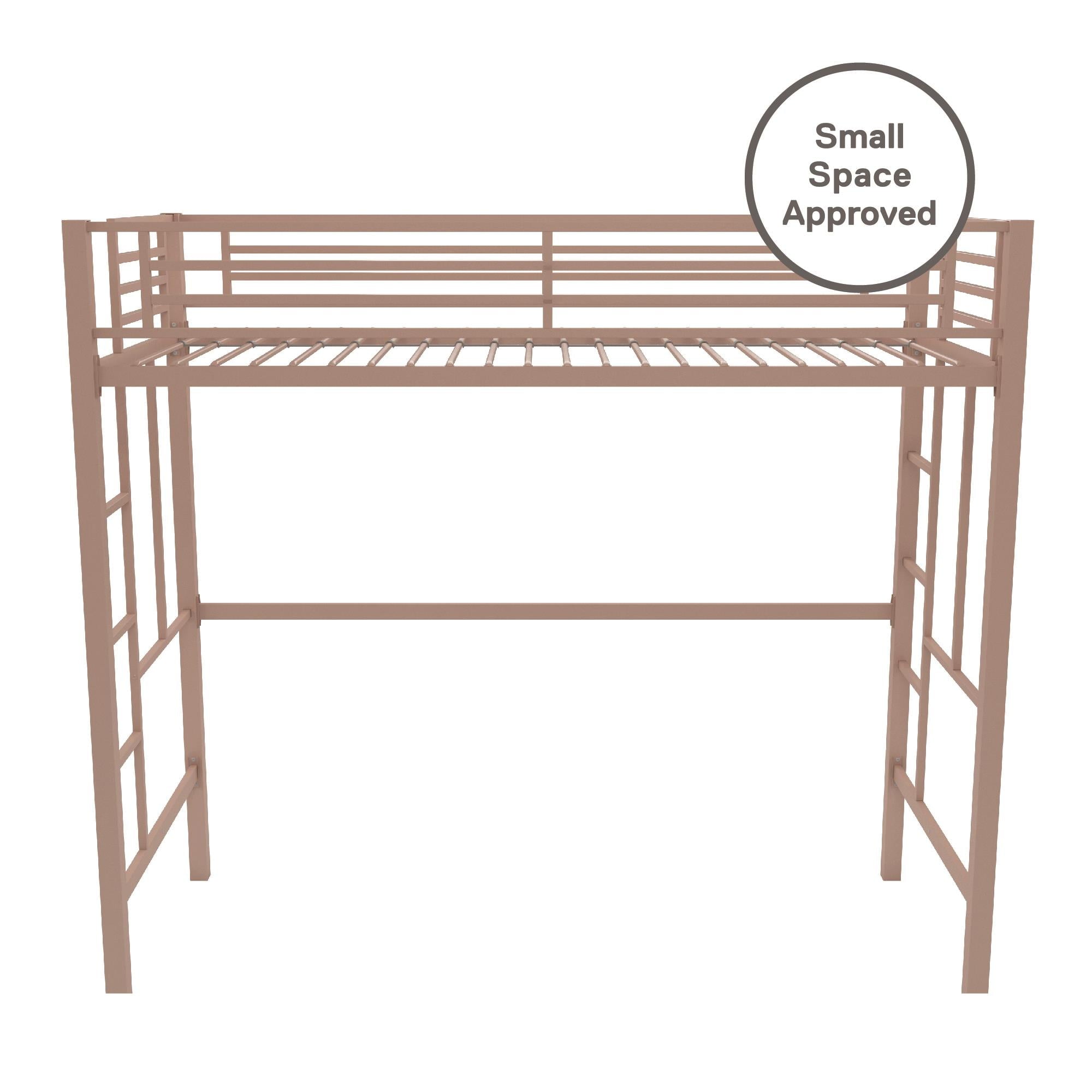 Your Zone Brittain Twin Metal Loft Bed, Pink
