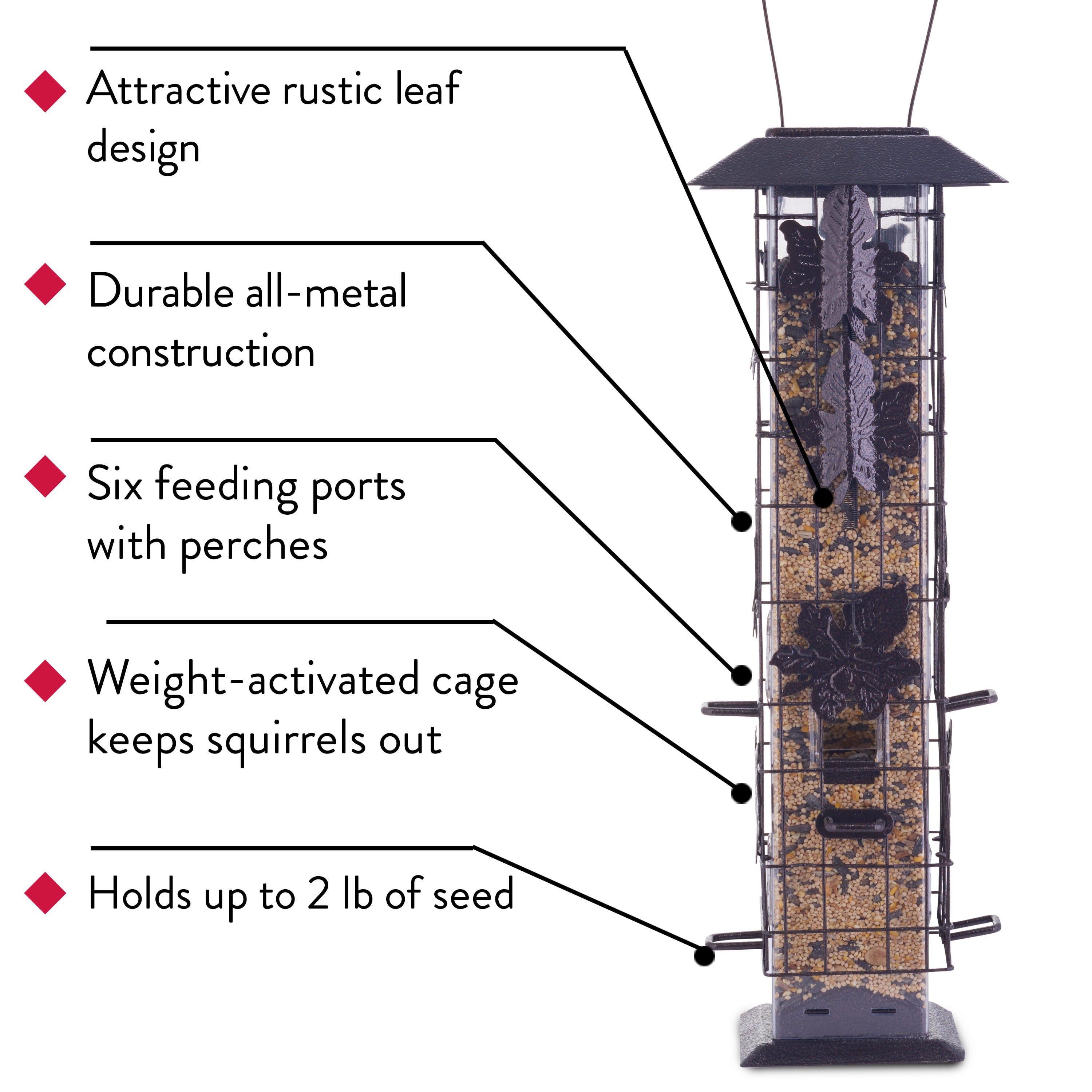 Perky-Pet Black Squirrel-Be-Gone Wild Bird Tube Feeder - 2 lb Capacity