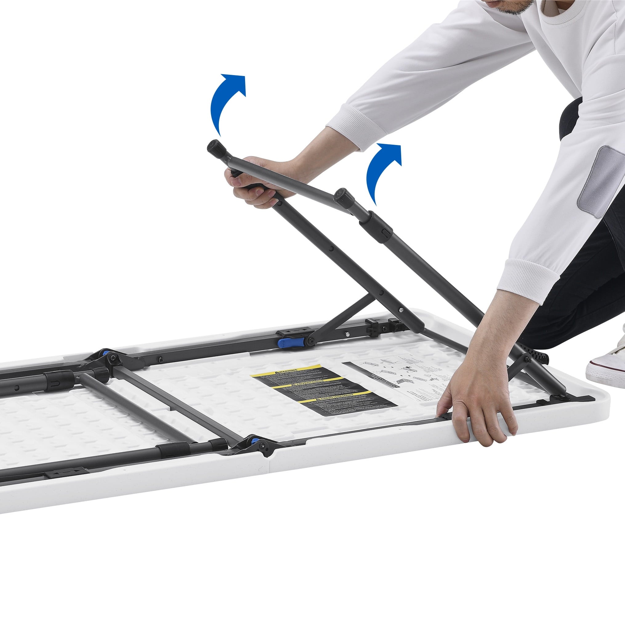 Mainstays 4 Foot Adjustable Height Premium Folding Table, White Granite