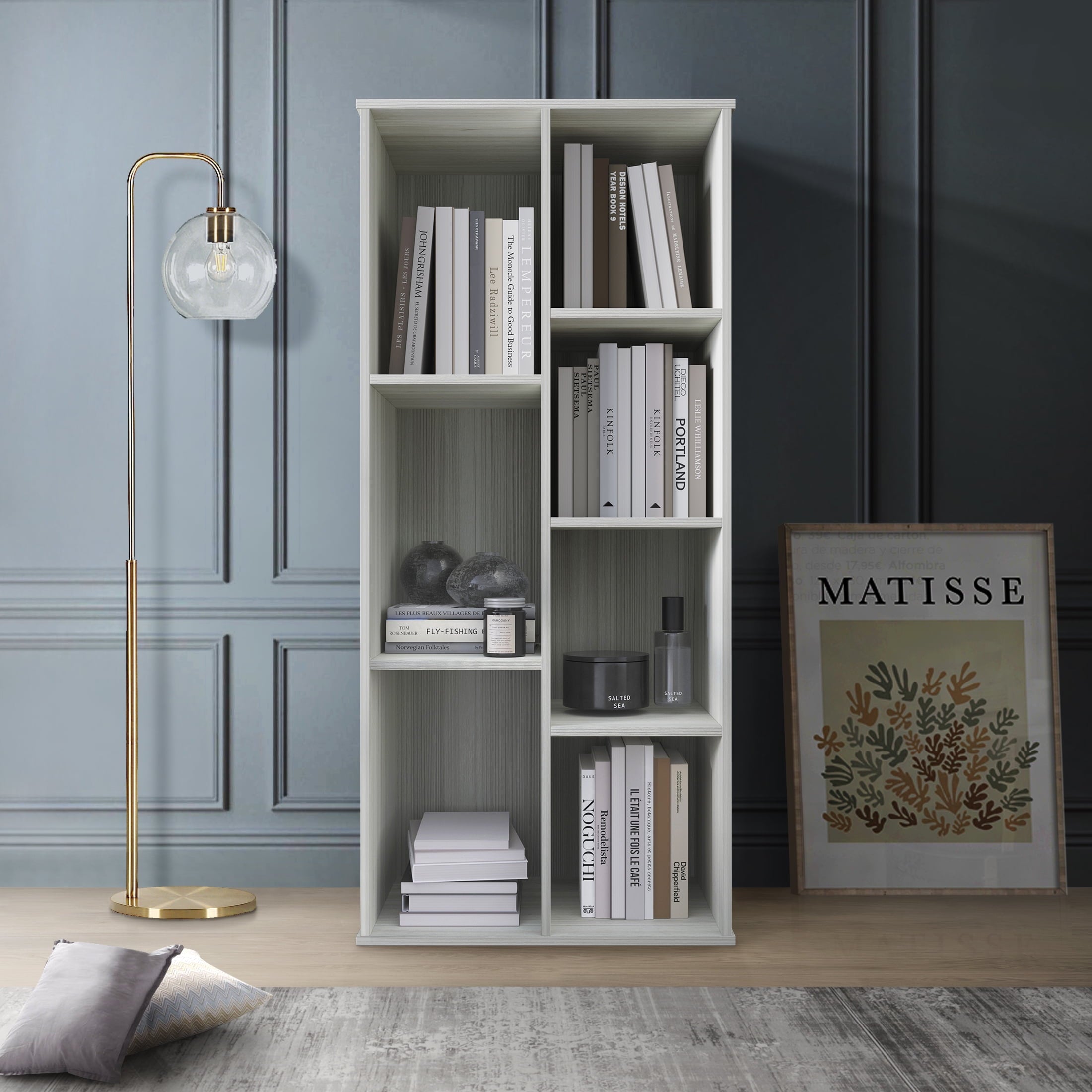 Castle Place Simple 7-Cube Open Shelf Bookcase, Dark Grey