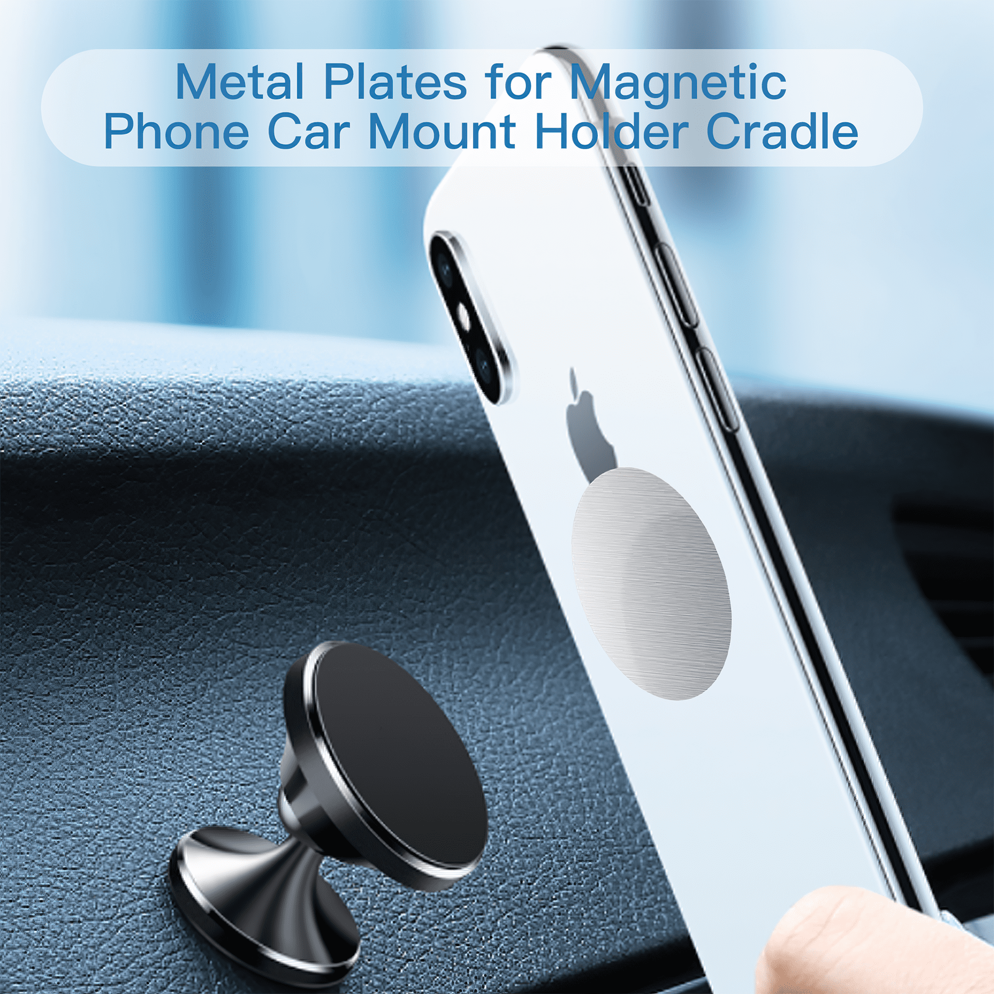 OWLKELA 10 Pack Mount Metal Plate, Phone Magnet Car Mount Holder, Cradle with Adhesive, 4R and 6 Rd