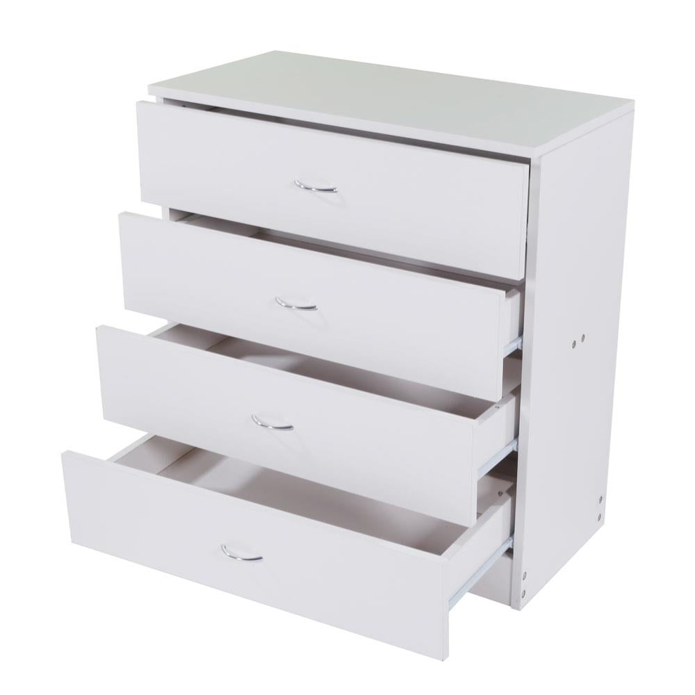 UBesGoo 4-Drawer Dresser Pure White with Metal Handles Bedside Night Stand Bedroom, White