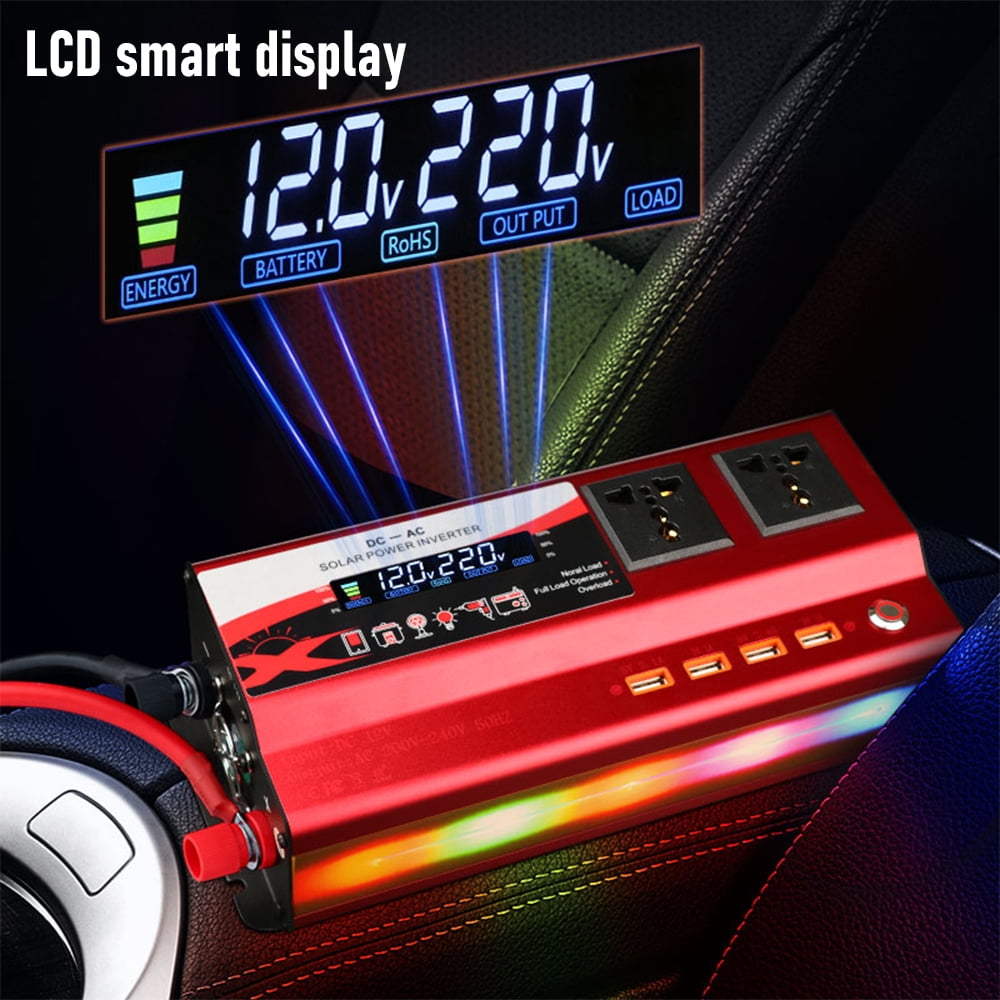 DFITO 3000W Vehicle Car Power Inverter DC 12V to AC 110V Converter LCD Display 4 USB