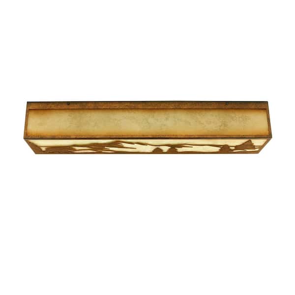 Ansley Pine 24 in. 3 Light Rustic Bronze Vanity Light Bar with Sunset Glass