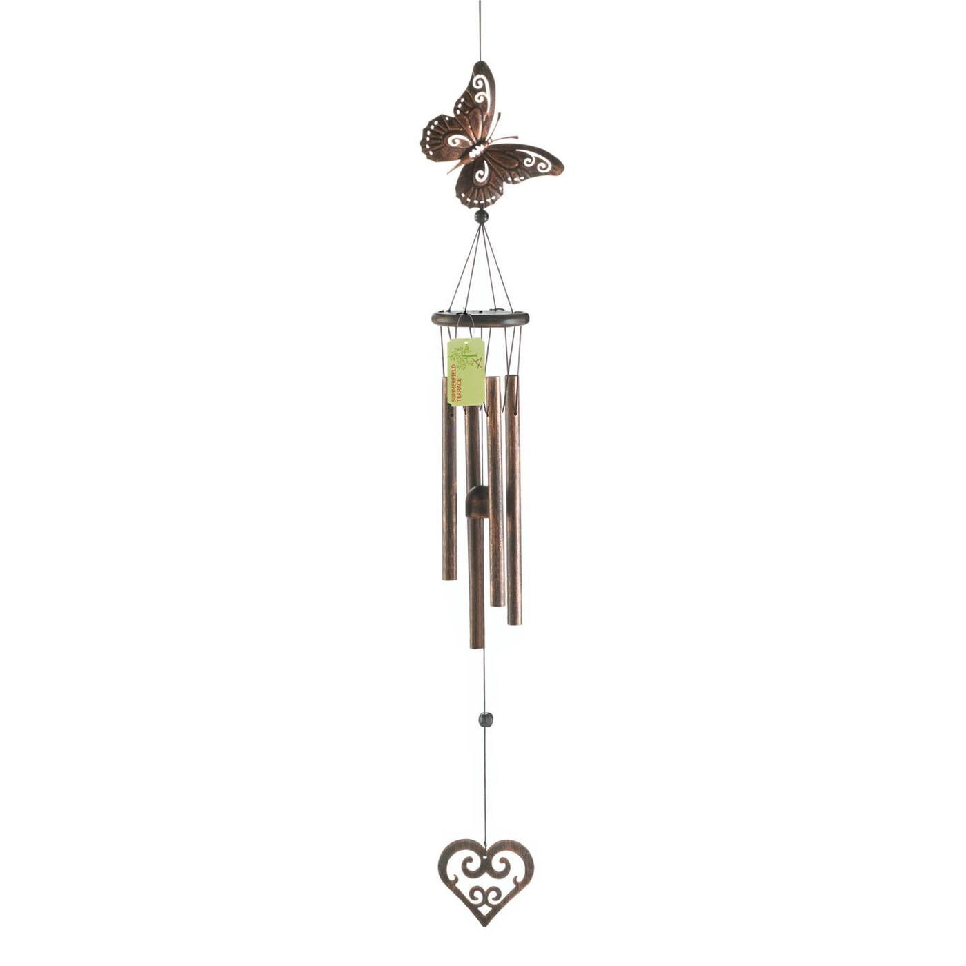 BUTTERFLY AND HEART WIND CHIMES