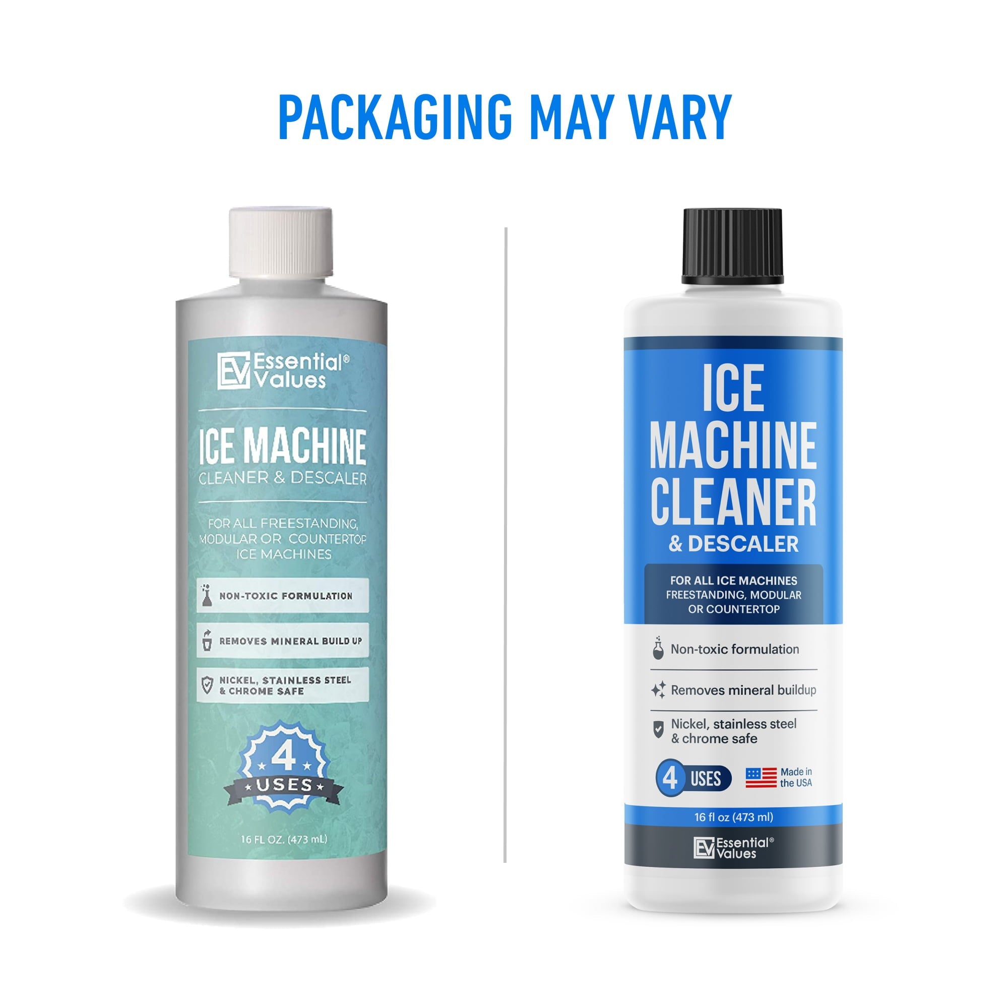 Essential Values 3-Pack Ice Machine Cleaner and Descaler,16 fl oz Compatible Ice Maker & Nickel Safe Descaler