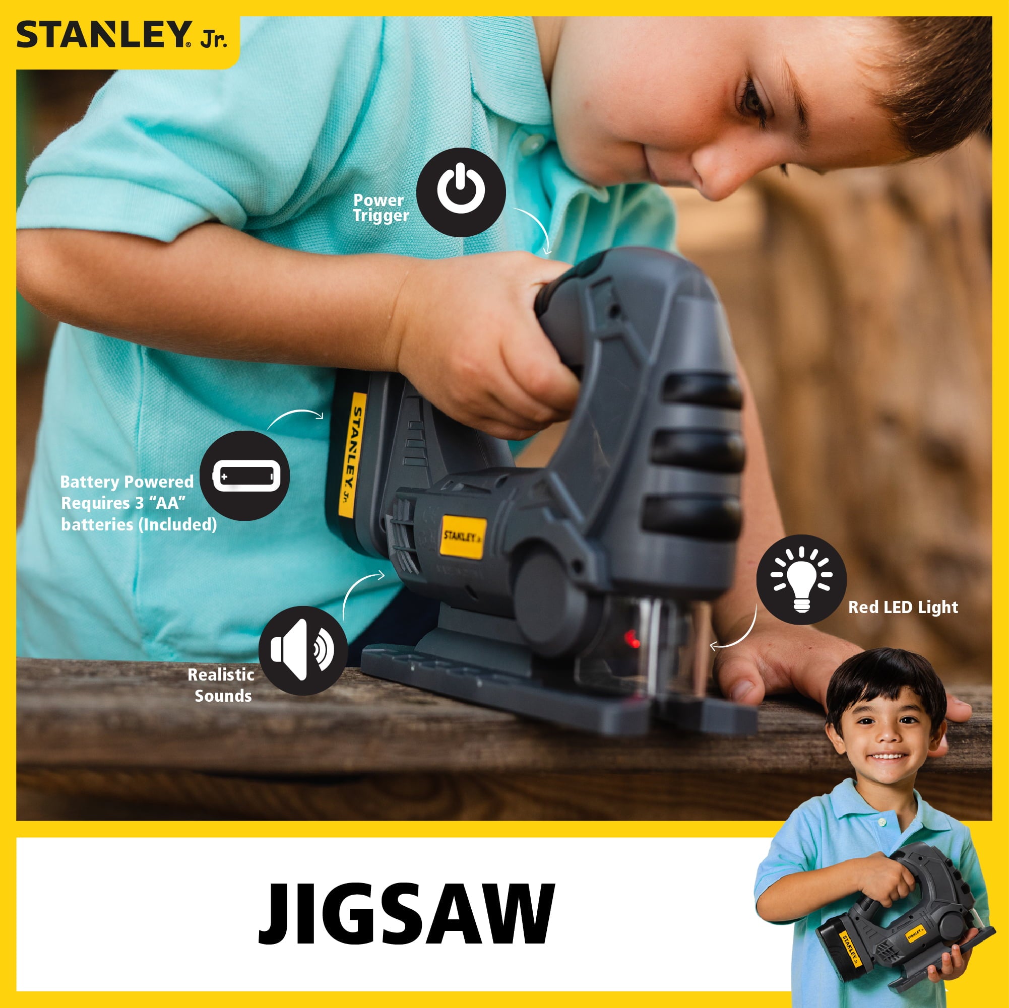 STANLEY Jr Jigsaw Toy – Carpentry Role Play For Kids – Enhance Hand And Eye Coordination – Power Tool
