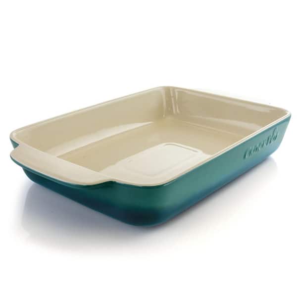 Artisan 4 qt. Gradient Teal Rectangular Stoneware Bake Pan