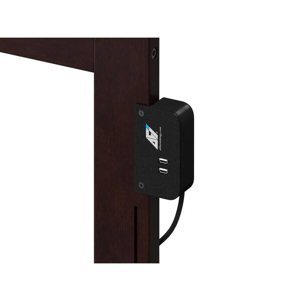 Mission Espresso Dark Brown Solid Wood King Traditional Panel Bed with Open Footboard an Attachable Turbo Device Charger