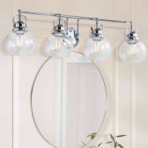 Shirley 34 in. 4-Light Metal/ Bubbled Glass Chrome Vanity Light