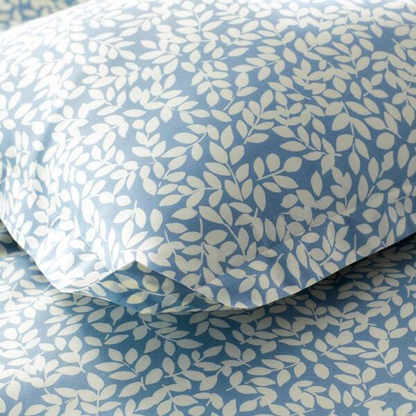 Company Cotton Remi Leaf Blue Cotton Percale King Flat Sheet