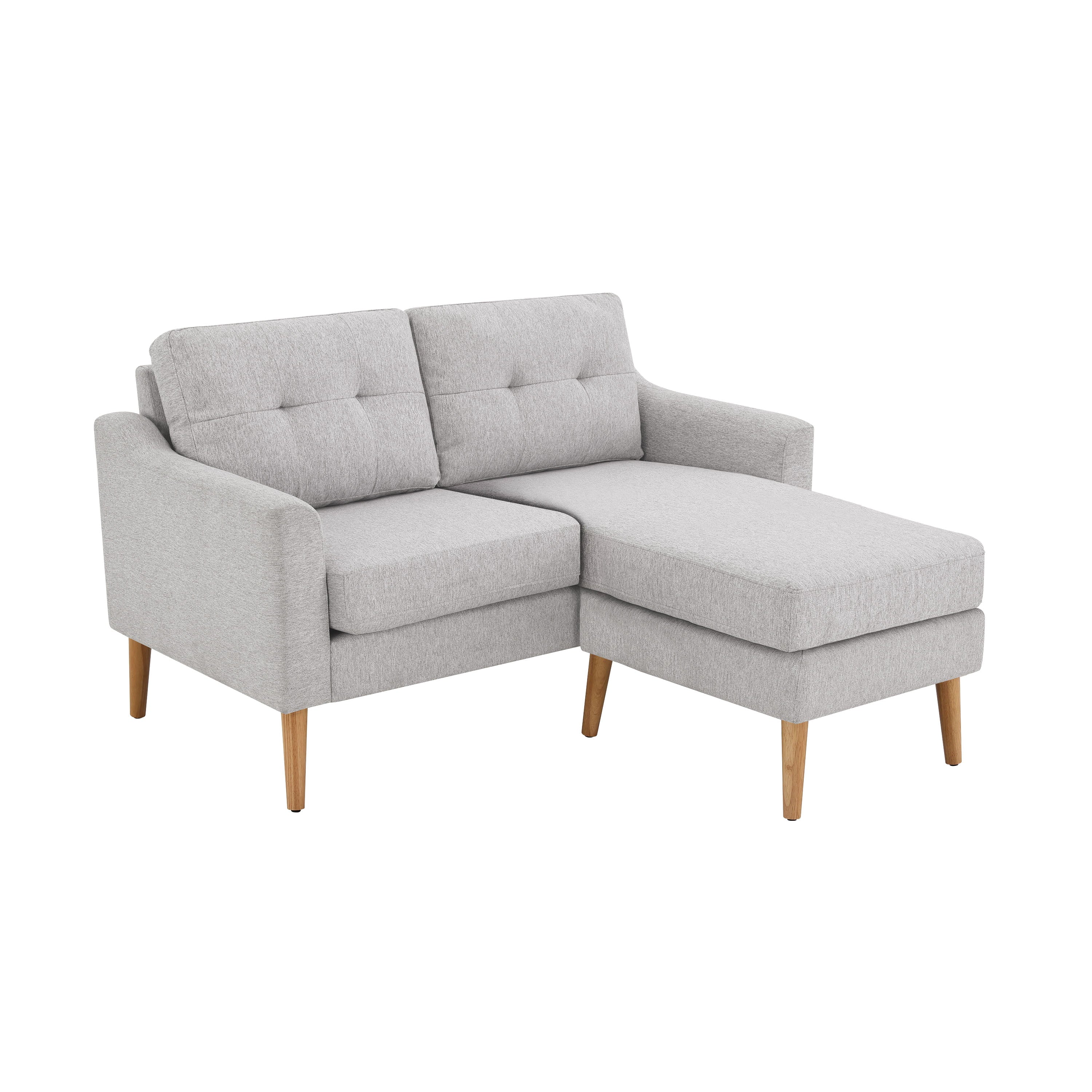 Serta Brighton Mid-Century Modern Style 2 Seater Loveseat with Ottoman, Light Grey Fabric