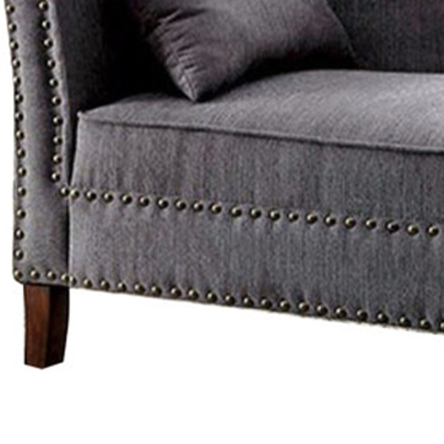 Benzara Contemporary Gray Linen Like Fabric Chaise-Color:Gray