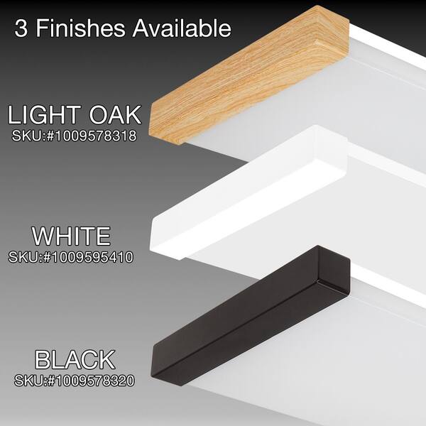 48 in. x 10 in. Matte Black Wood End Cap LED Flush Mount Ceiling Light 4200 Lumens 3000K 4000K 5000K Kitchen Office