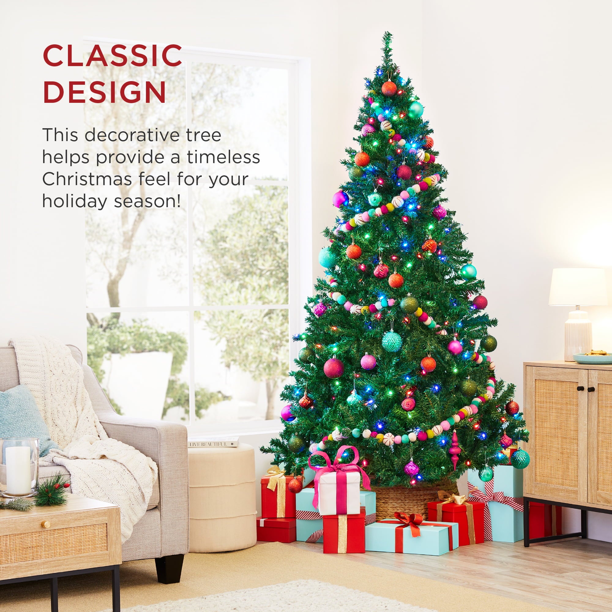 Best Choice Products 6ft Pre-Lit Premium Hinged Artificial Christmas Pine Tree w/ 1,000 Tips, 250 LED Lights, Metal Base