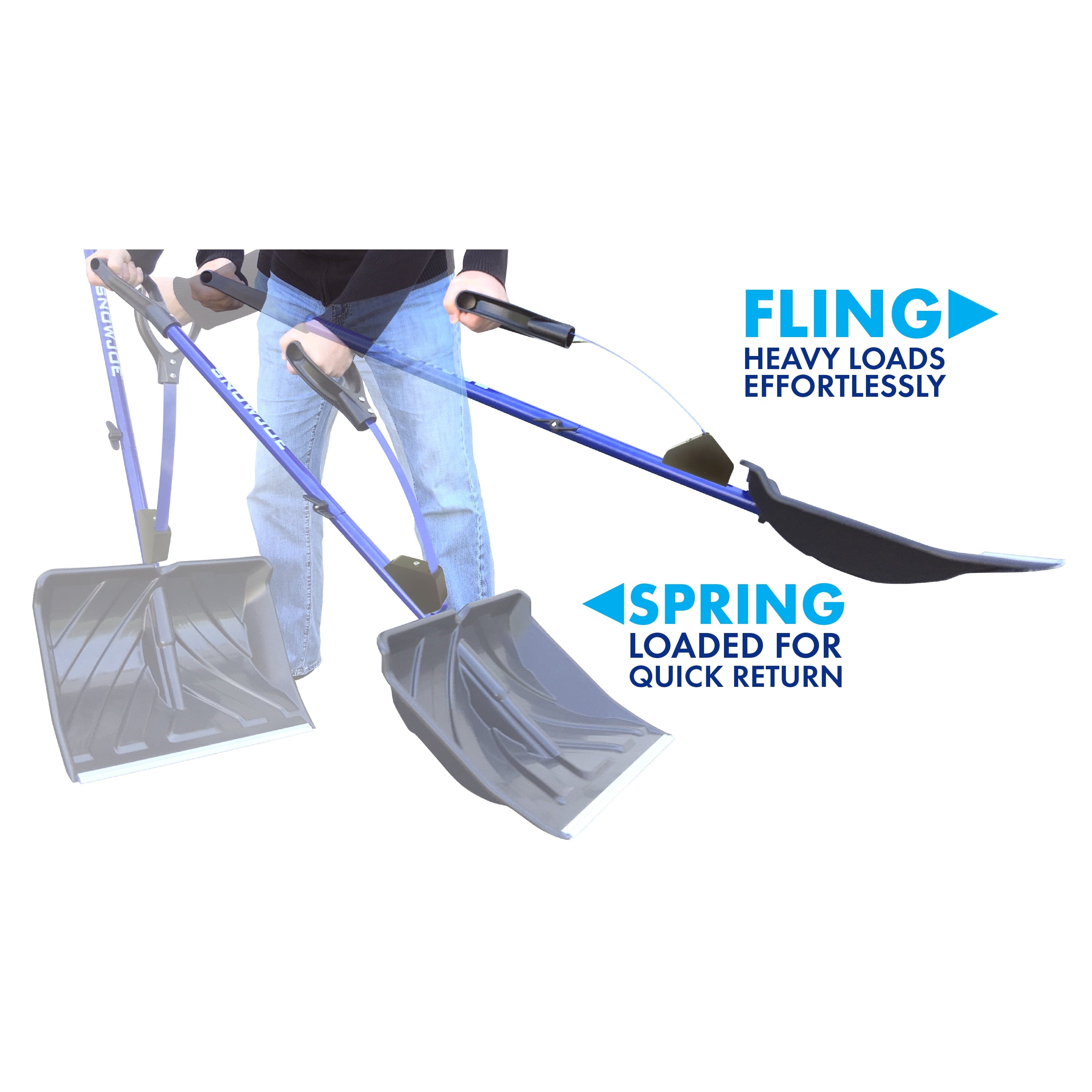 Snow Joe Shovelution Strain-Reducing Snow Shovel, 18-inch Poly Blade, Spring Assisted Handle