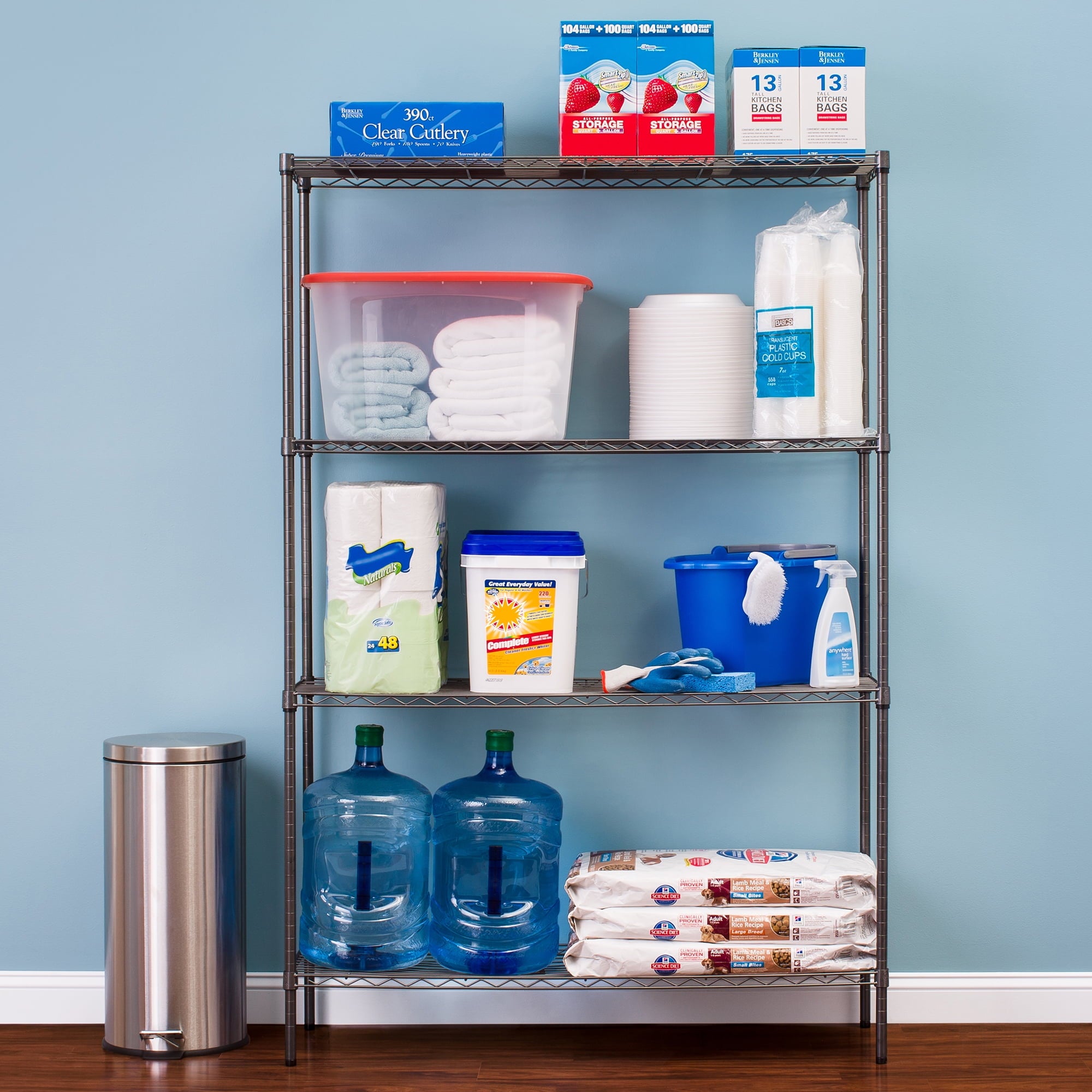 HSS 4 Tier Wire Shelf Unit, Black Anthracite, 18