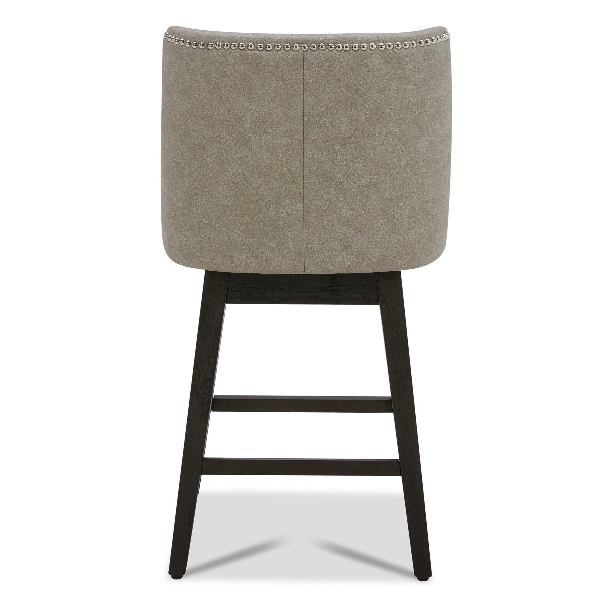 CHITA 26 inch Faux Leather Swivel Upholstered Counter Height Bar Stools with Full Back, Set of 2, Stone Gray