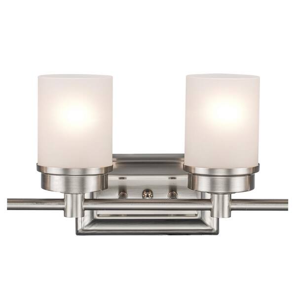 Fusion 27.5 in. 4-Light Brushed Nickel Bathroom Vanity Light Fixture with Frosted Glass Shades