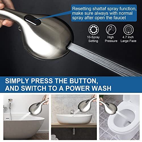 High Pressure Handheld/Rain 82-mode 3-way Shower Head Combo with 25.75" Adjus...