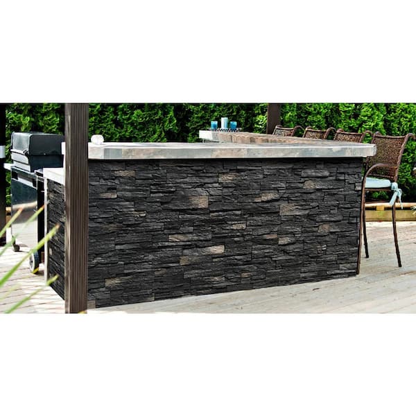 Country Ledgestone 15.5 in. x 43.5 in. Andean Onyx Faux Stone Siding Panel (4-Pack)