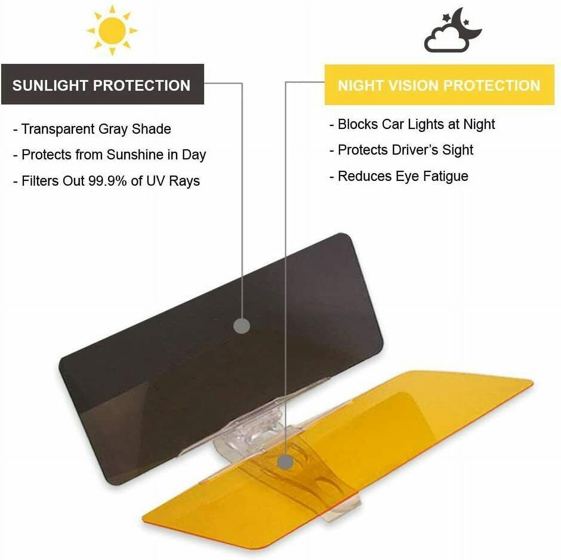 Car Visor, Day and Night Anti-Glare Visor, 2 in 1 Automobile Sun Anti-UV Block Visor, Non Glare Anti-Dazzle Sunshade Mirror Goggles Shield