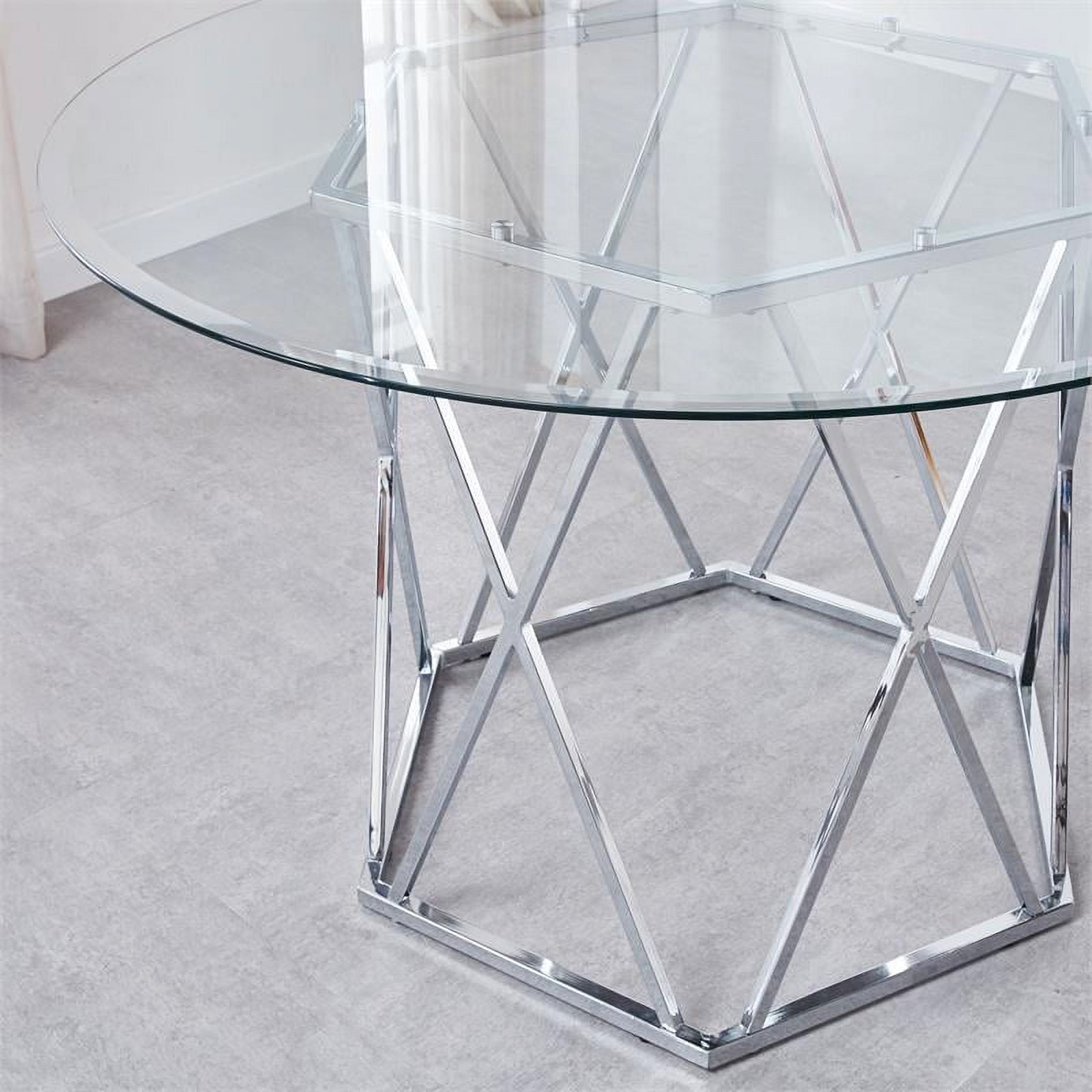 Steve Silver Escondido Chrome and Glass Top Dining Table