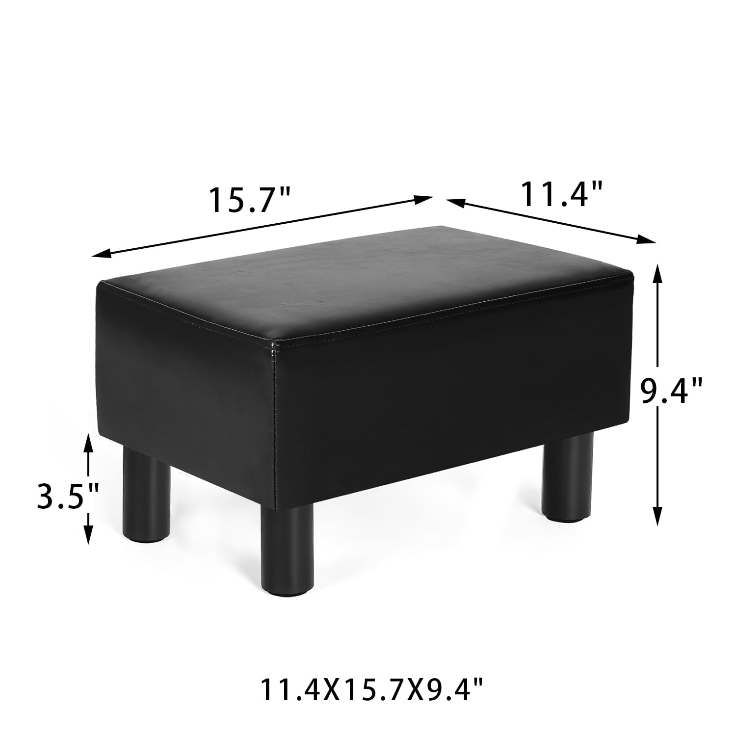 Homebeez Small Footstool Ottoman,Modern Rectangle Chair Foot Rest Foot Step Stool,Black