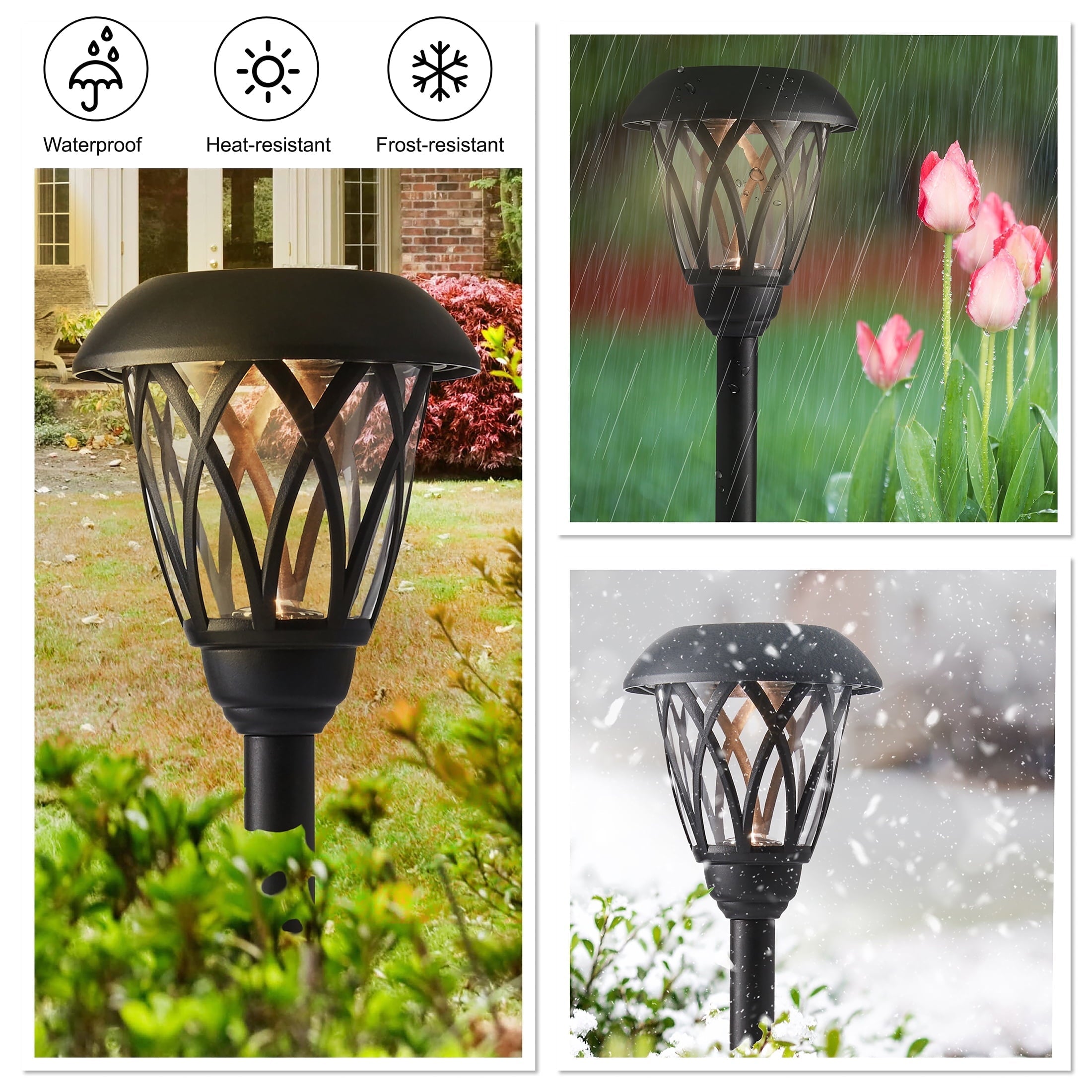 Mainstays Solar Powered Black Lattice LED Landscape Walkway Light with Glass Lens, 8 Lumens