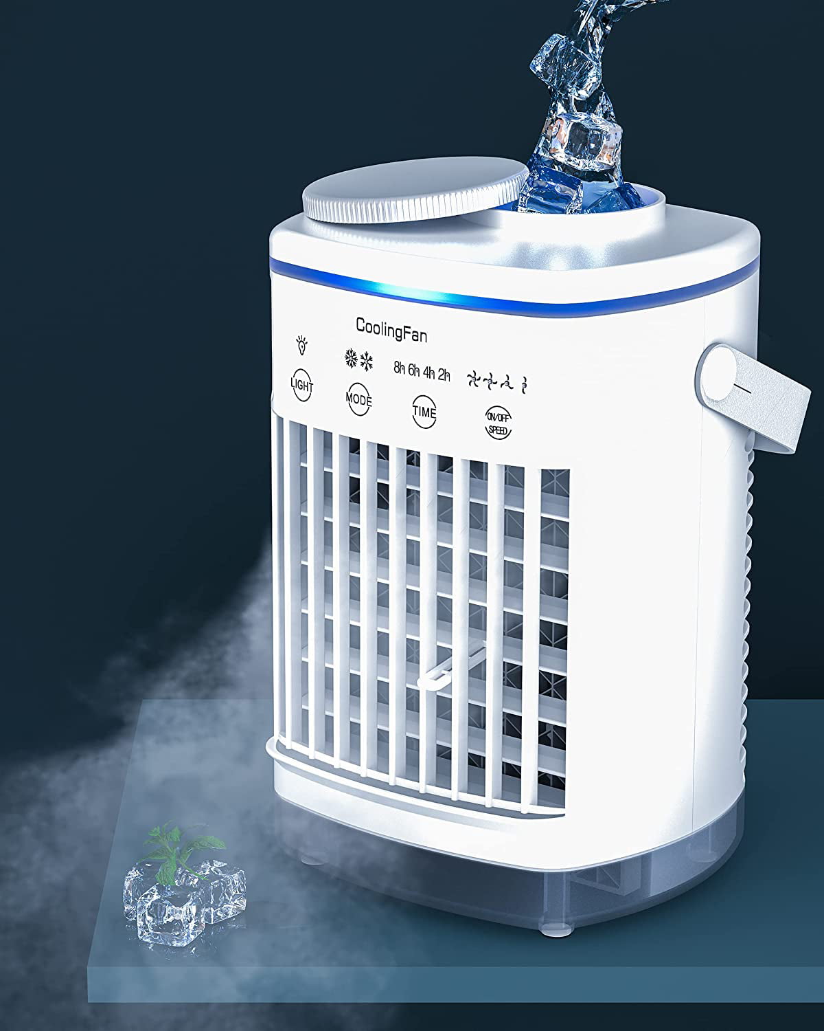 Mini Portable Air Conditioner, 6-in-1Personal Air Cooler, Evaporative Air Conditioner Fan with 4 Wind Speeds & Cool Air Spray Duration 10 Hrs Humidifier for Room Office - Need to be Plugged in for Use