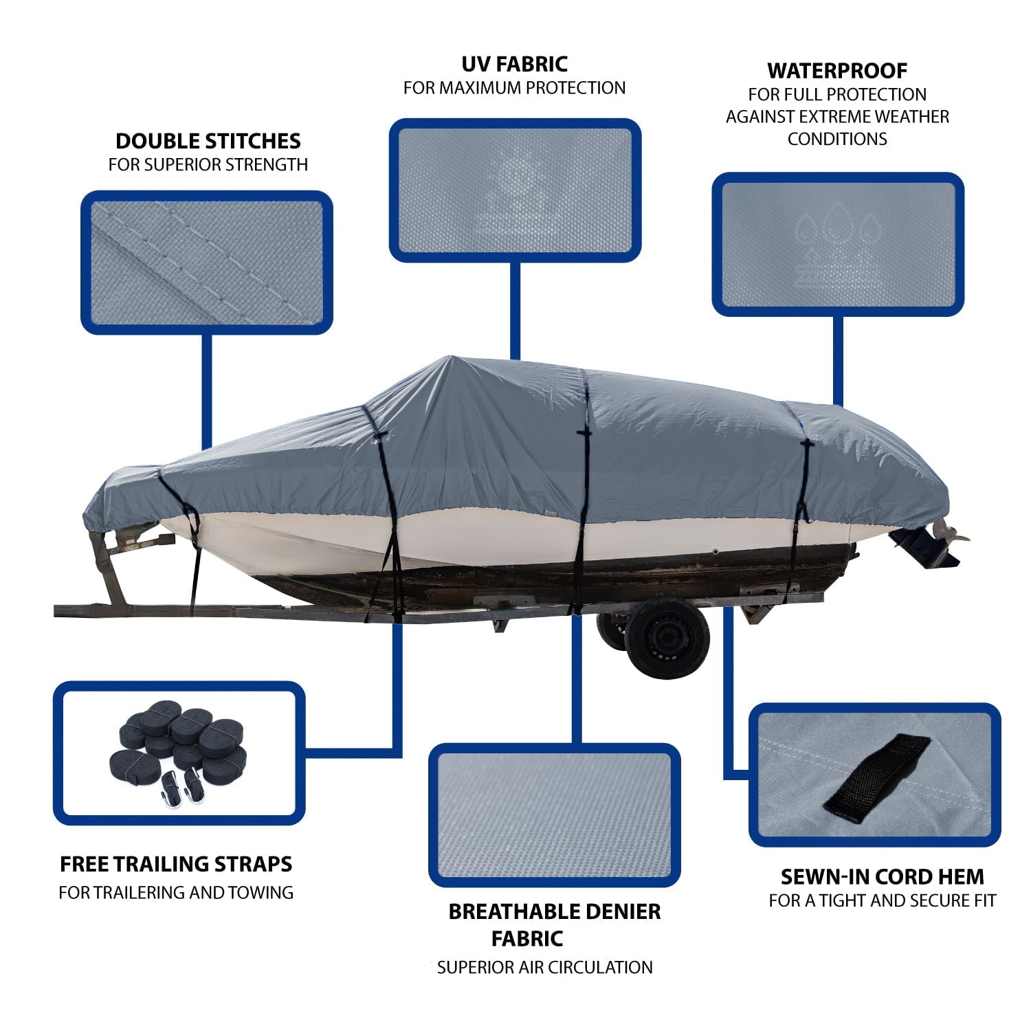 Seal Skin Heavy Duty Trailerable Pontoon Boat Cover, Fits 17 to 20ft Long & up to 102” Beam Width Waterproof 600D Pontoon Boat Cover with Storage Bag