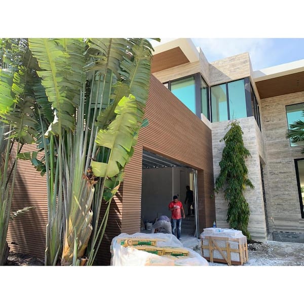 8.5 in. x 94.5 in. x 1 in. Composite Cladding Siding Outdoor Wall Panel Board in Light Teak Color (Set of 3-Piece)