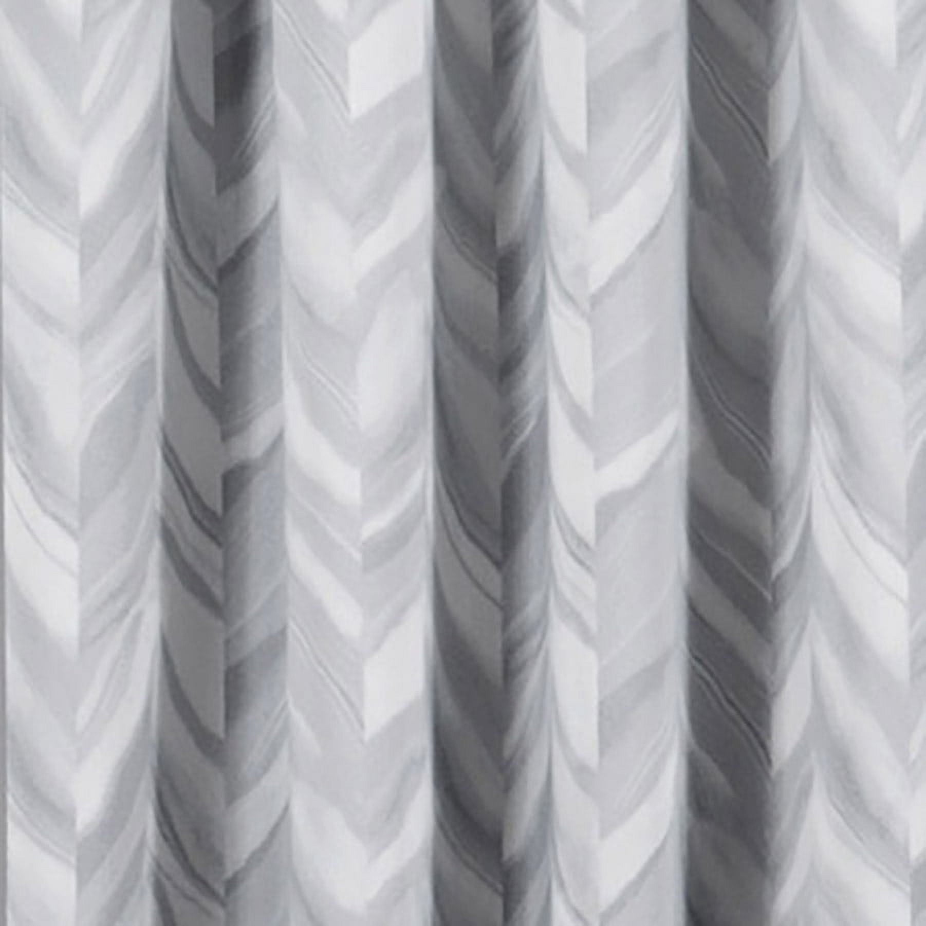 Eclipse Haley Brush Stroke Chevron Pleated Blackout Rod Pocket Curtain Single Panel, Silver, 37