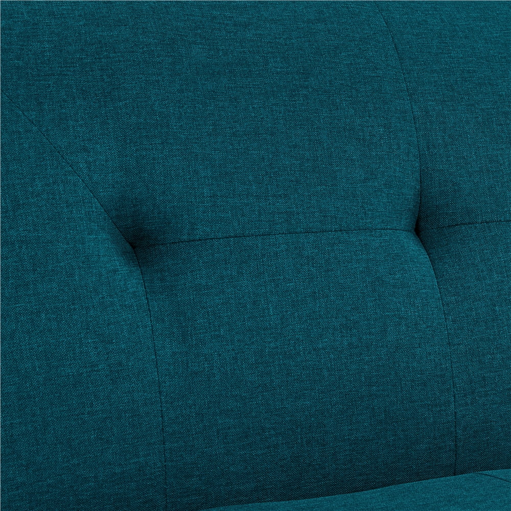 Easyfashion Modern Fabric Reclining Futon with Cupholders and Pillows, Black