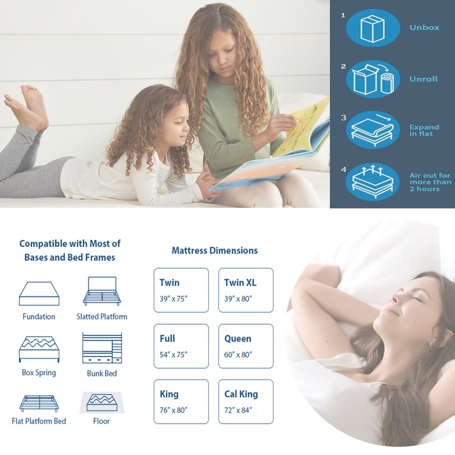 6 inch Twin Mattress Medium Firm Memory Foam Mattress Bed in a Box, Made in USA