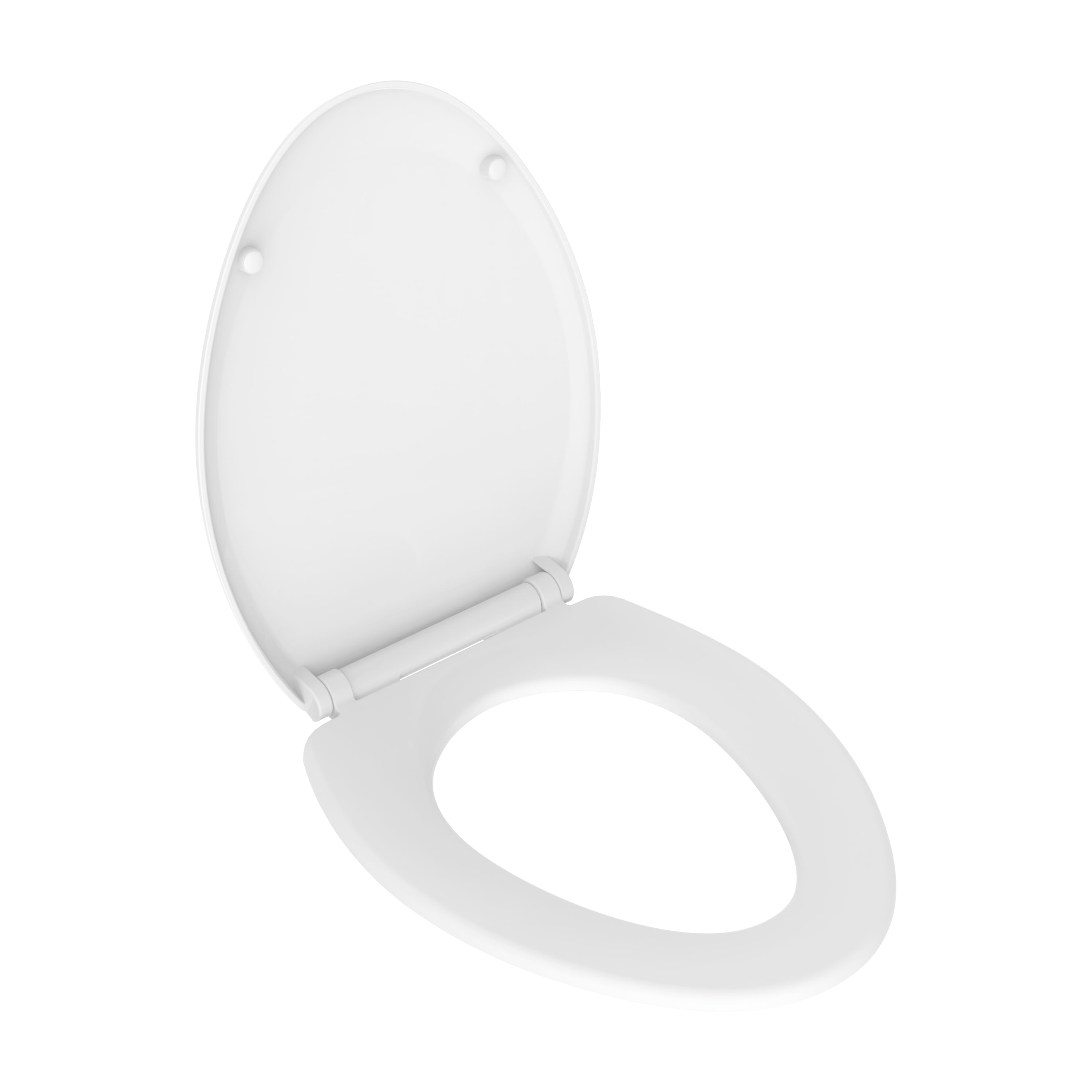Mainstays Elongated Plastic Toilet Seat with Soft Close and Easy off in Daisy White