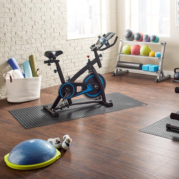 Black 3 ft. W x 6 ft. L Diamond Vinyl Fitness Equipment and Utility Mat (18 sq. ft.)