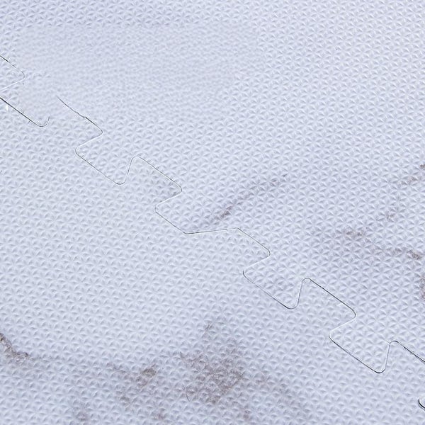 24 in. x 24 in. x 0.47 in. White Marble Texture EVA Interlocking Foam Floor Mat 16 sq ft. (4-Tiles Per Case)