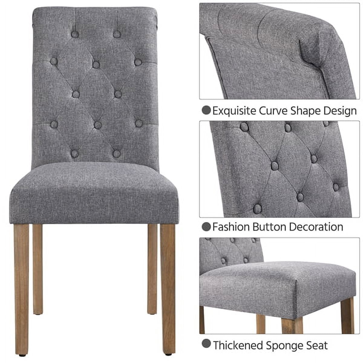 Alden Design Tufted Upholstered High Back Parson Dining Chair, Set of 2, Gray